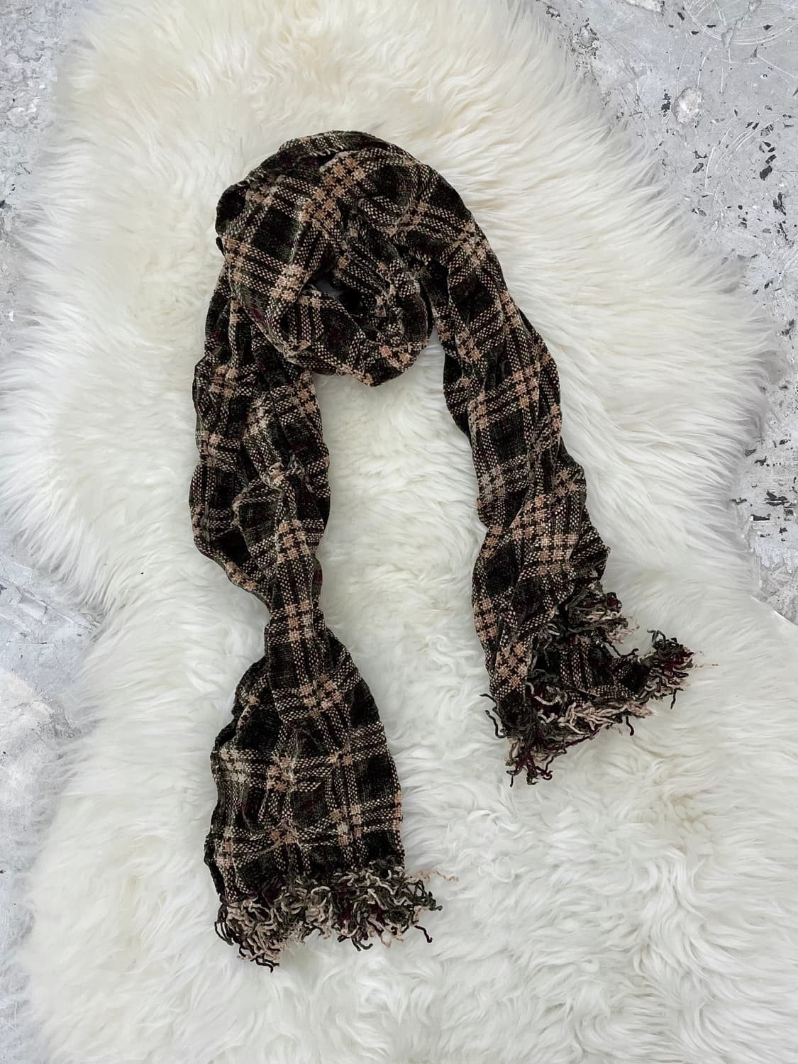 벨벳 체크 수술 머플러  상품이미지4