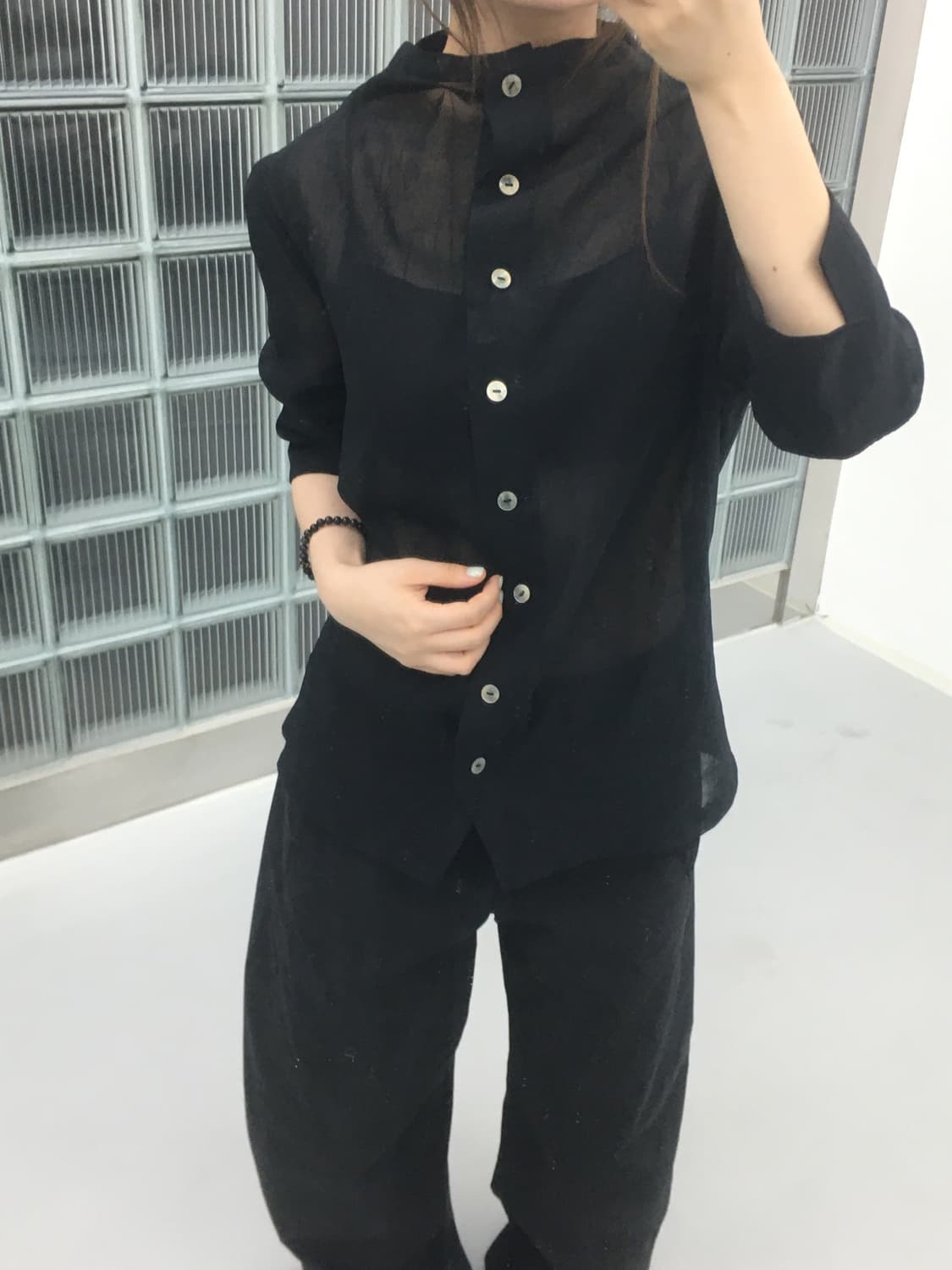 High Neck Sheer Top 상품이미지5