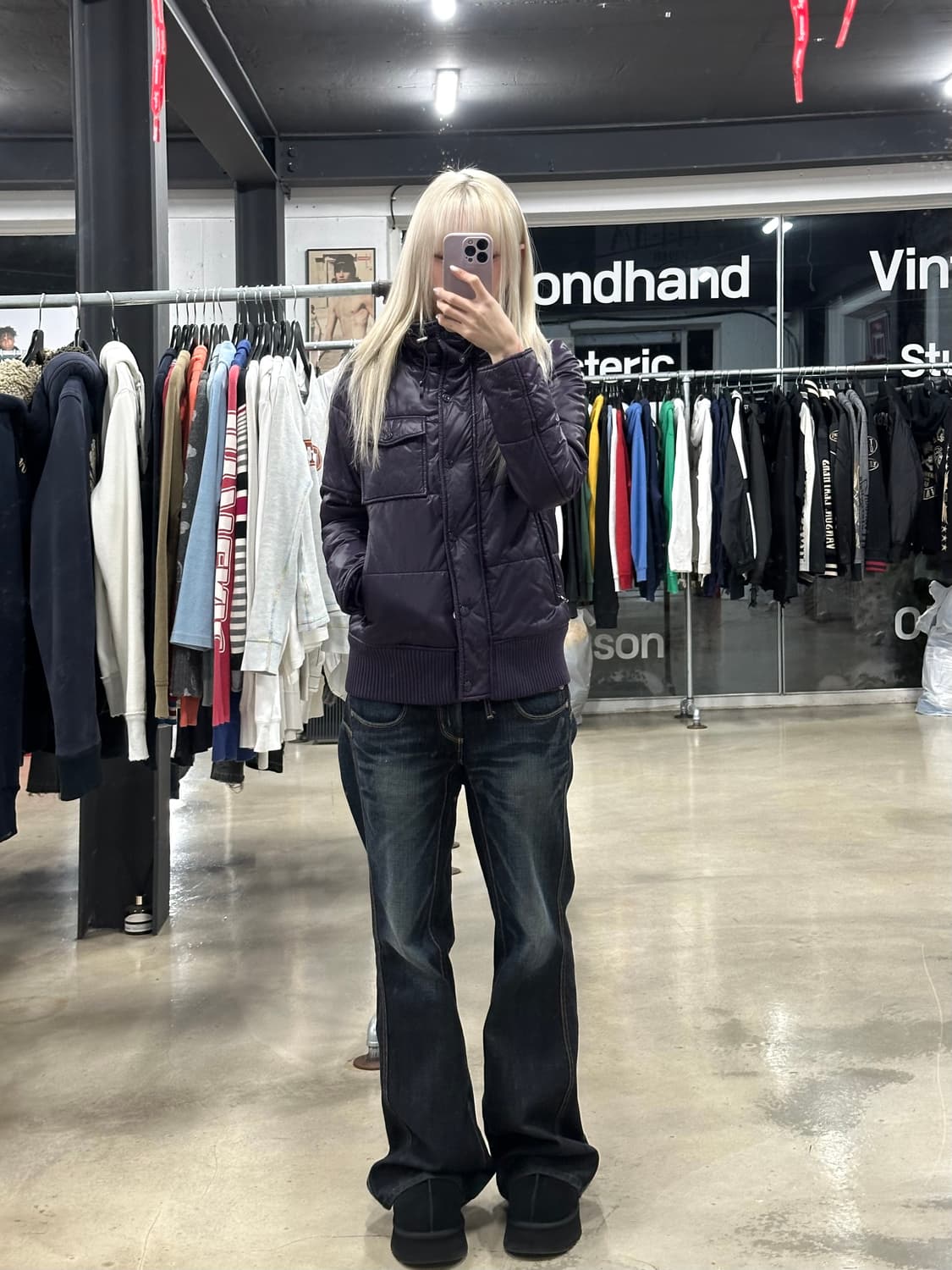 히스테릭 글래머 나일론 다운 자켓 퍼플 상품이미지3