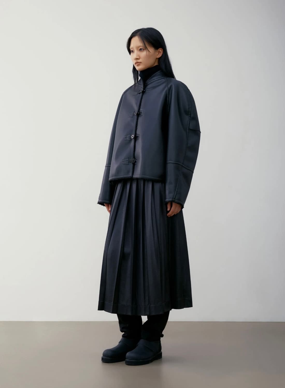 로우클래식 시어링 리버시블 코트 블랙 S 상품이미지4