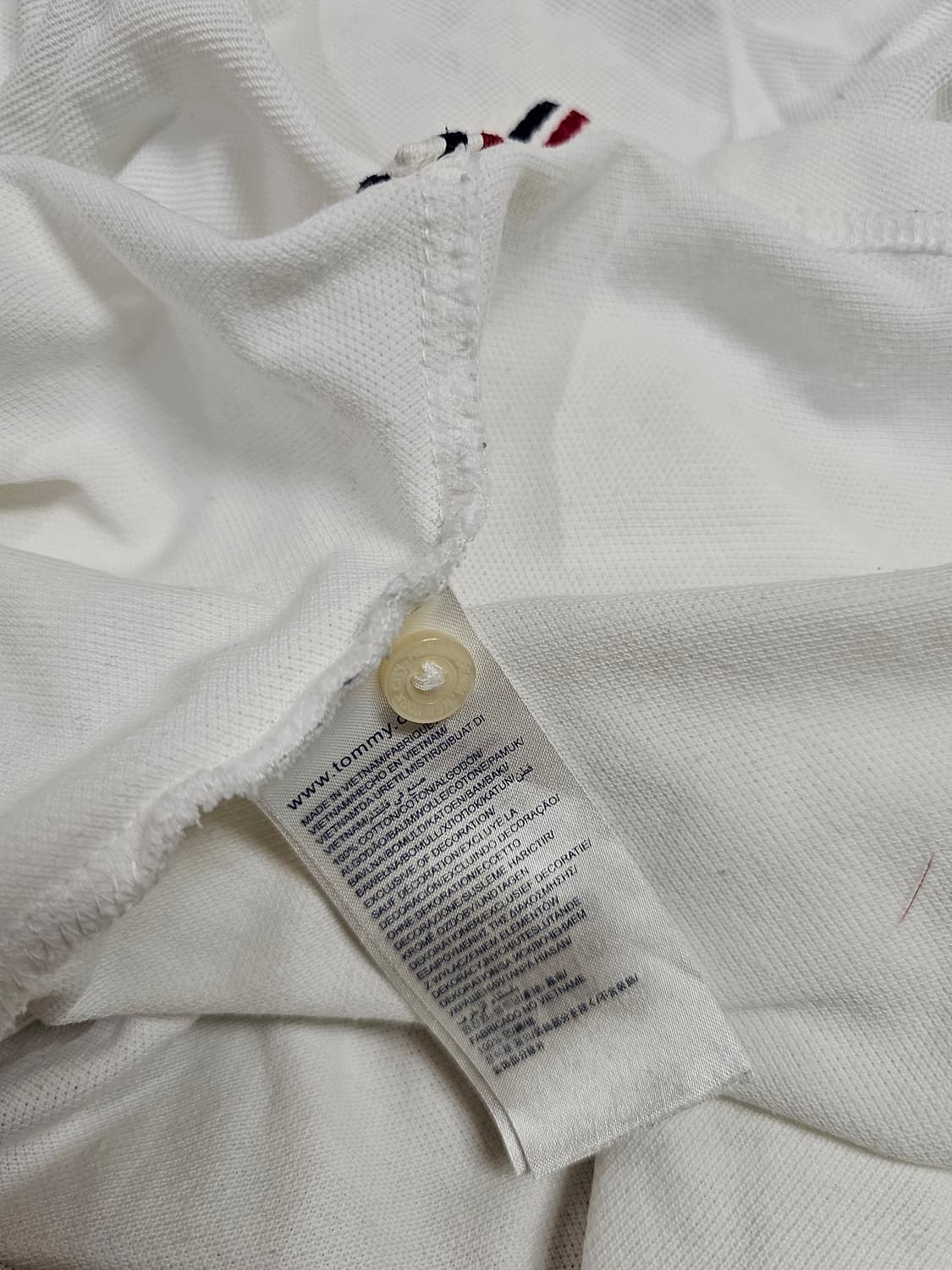 [L] 타미힐피거 화이트 코튼 피케 폴로 셔츠 (반팔 카라티) 상품이미지4