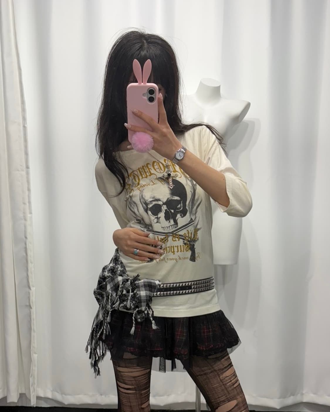 🎸아이보리 스컬 프린팅 롱슬리브🎸 상품이미지4