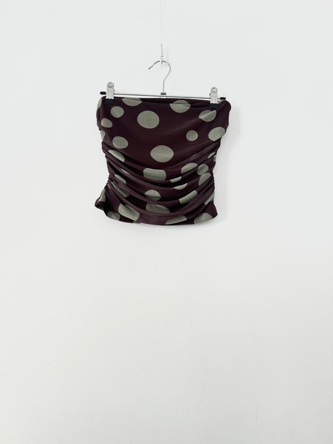 Dot tencel tube top / green & brown 상품이미지1