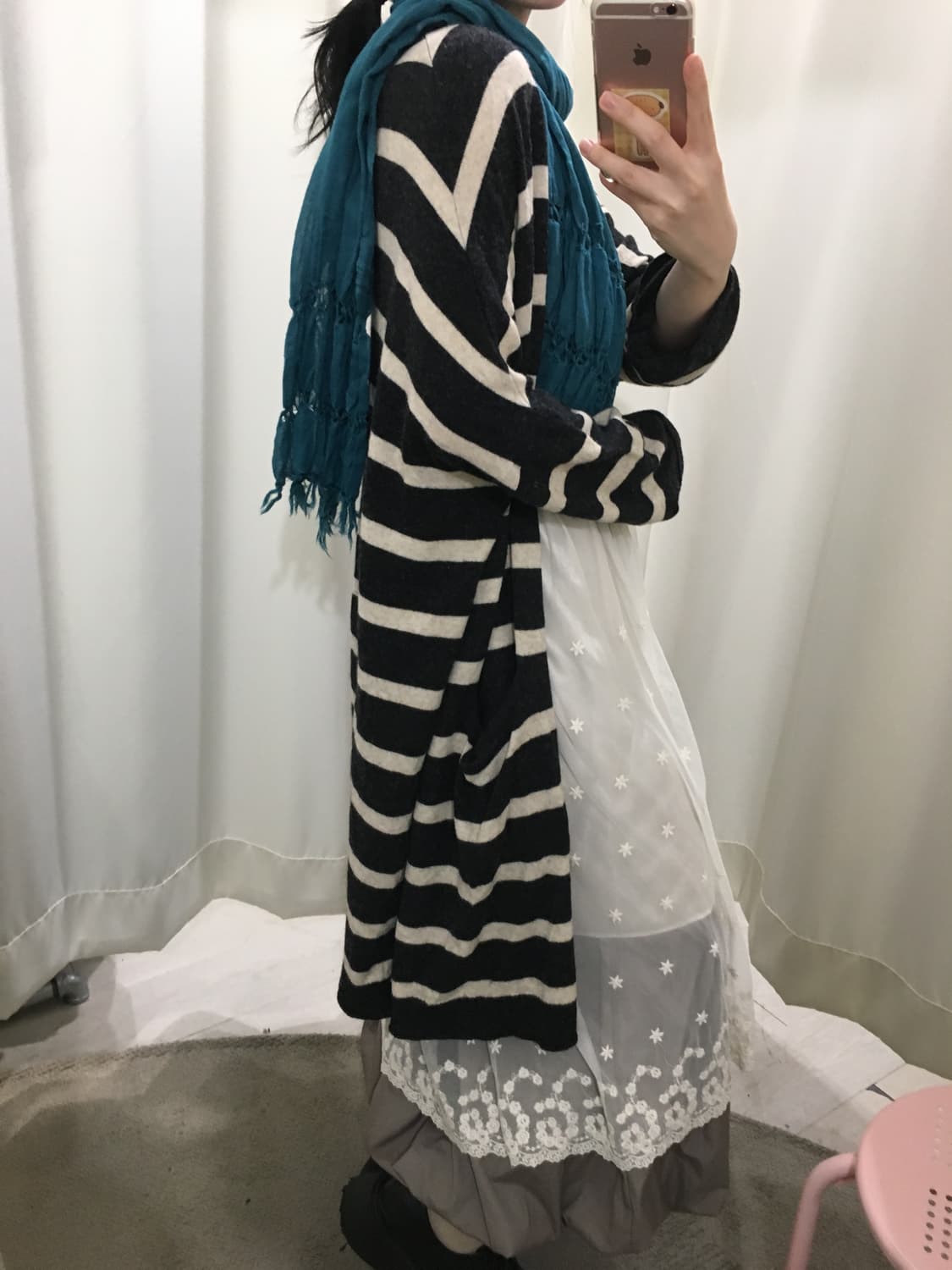 Teal Fringed Scarf 상품이미지5