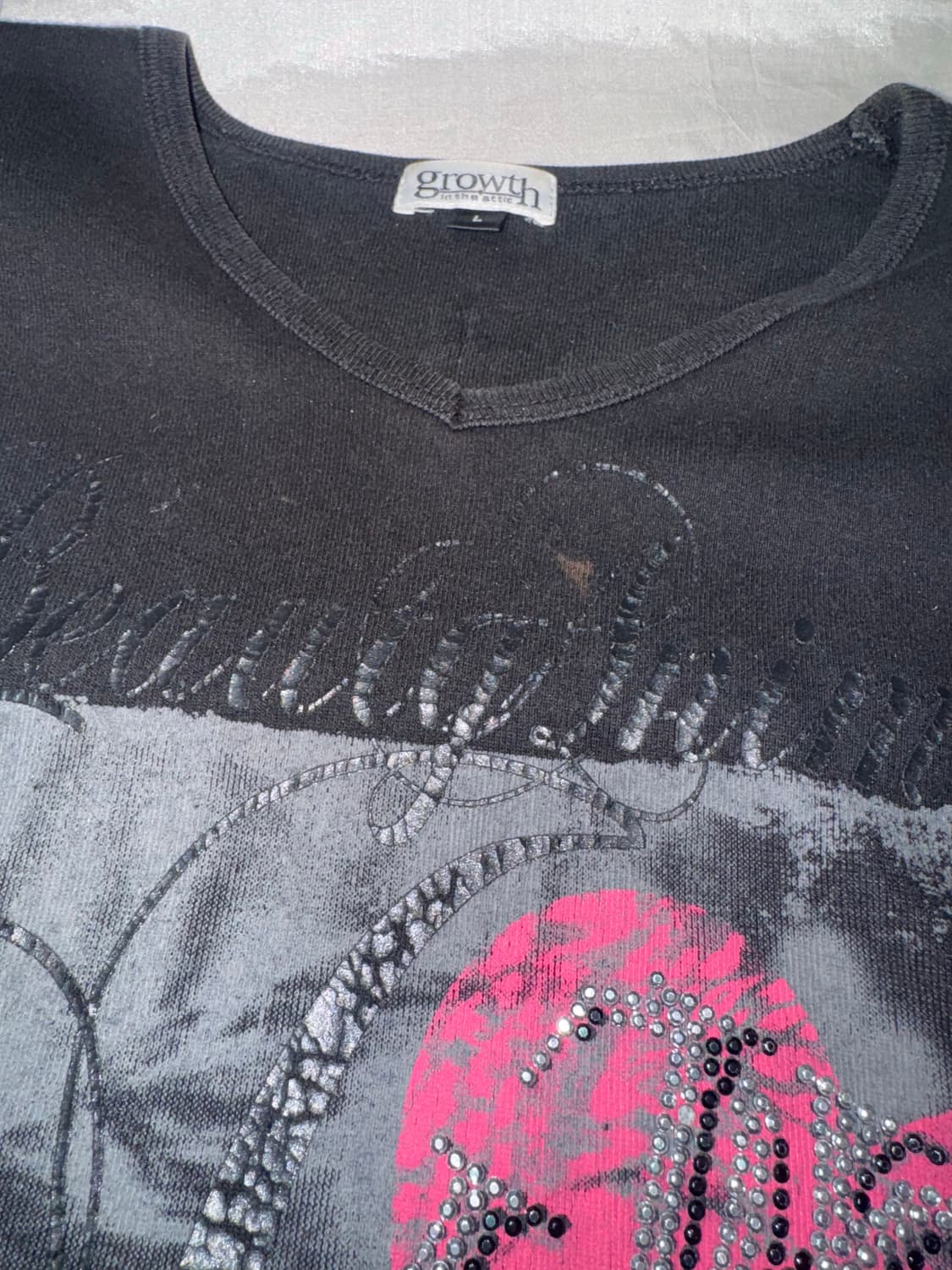 in the attic" Y2K Print Black Sleeve 상품이미지3