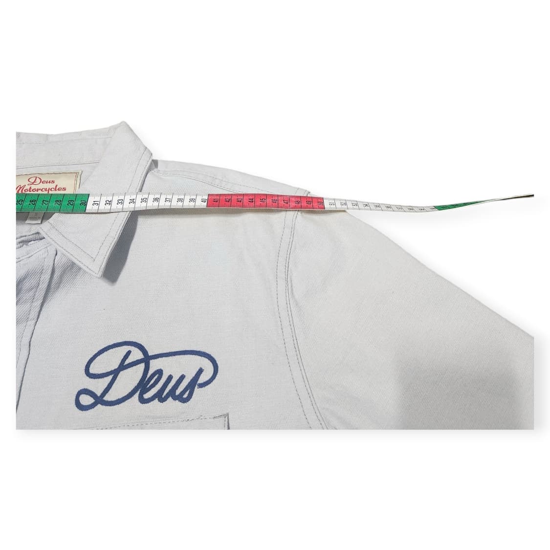 S)데우스 워크 셔츠 라이트그레이 자수패치 백프린팅 스트릿 상품이미지9