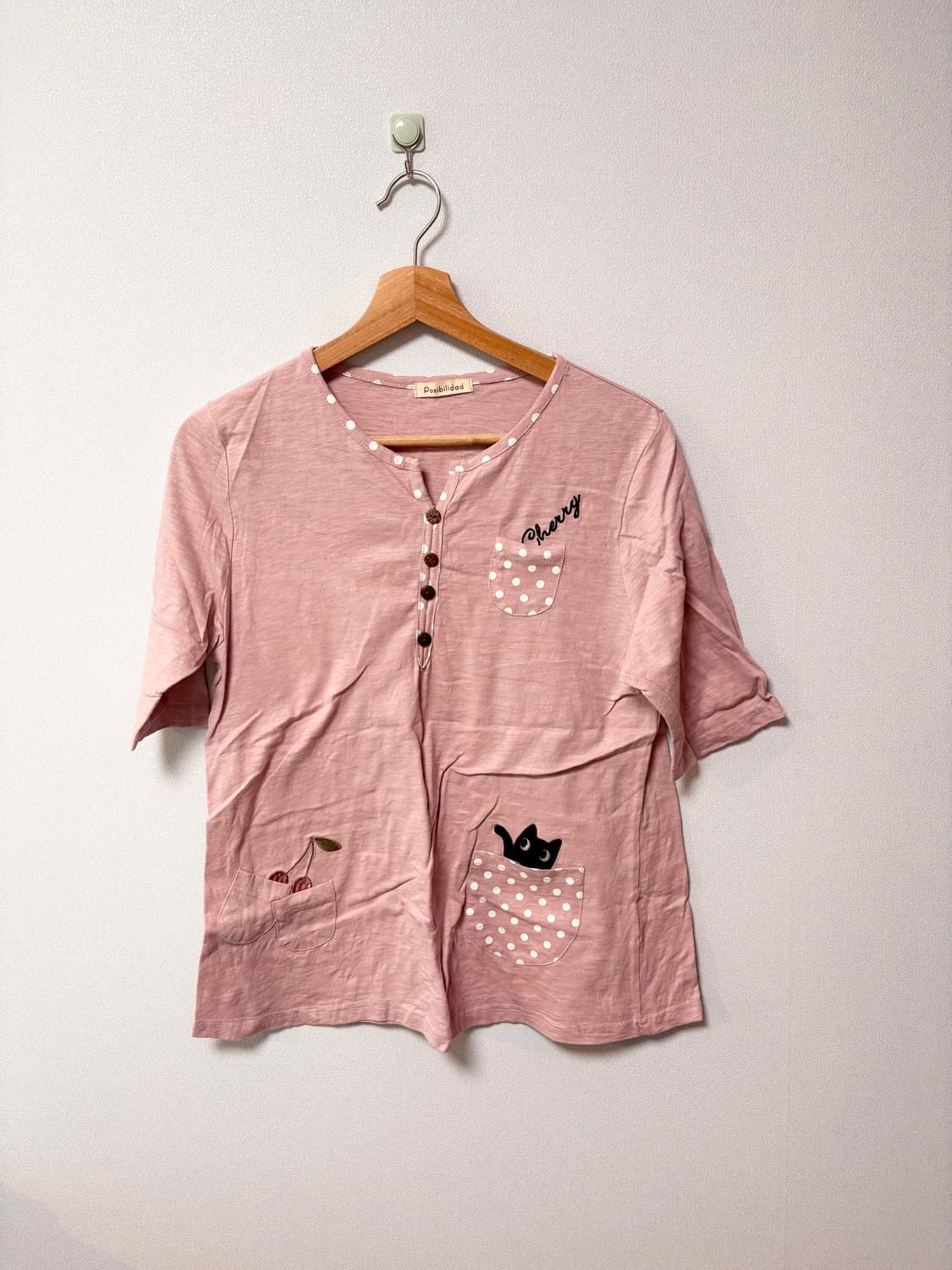 핑크 고양이 모리걸 반팔 티셔츠 일본 빈티지 상품이미지1