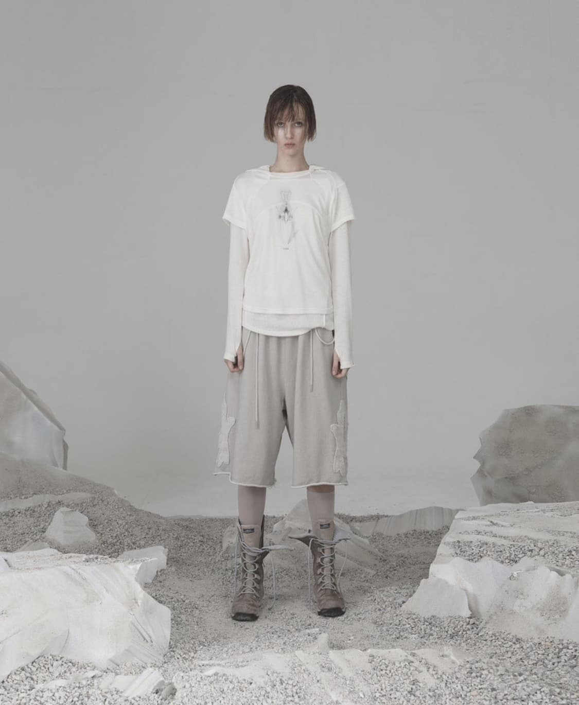 Ojos Rough Cut Half Pants ​cream 상품이미지1