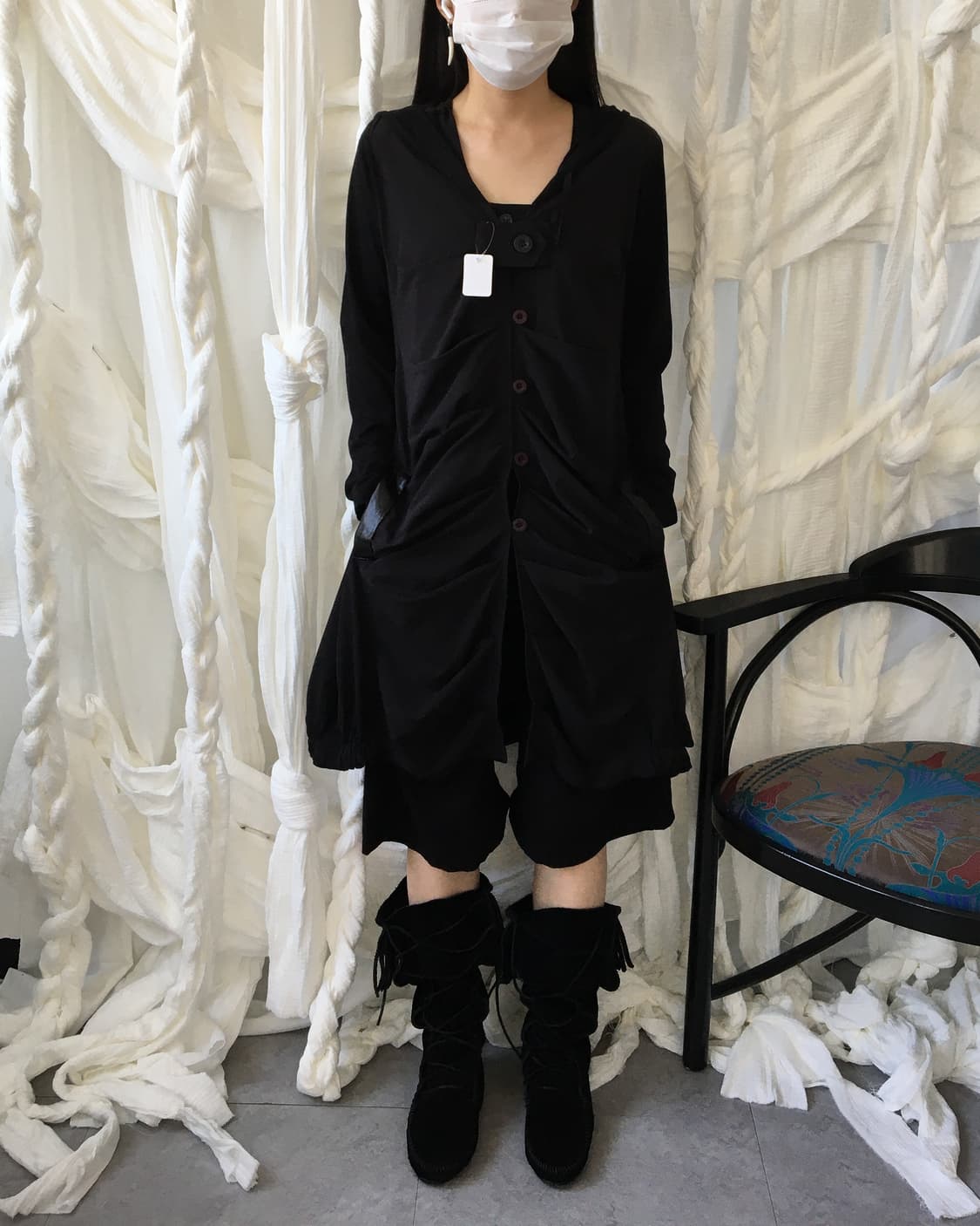 Shirring unbalanced hood coat 상품이미지7