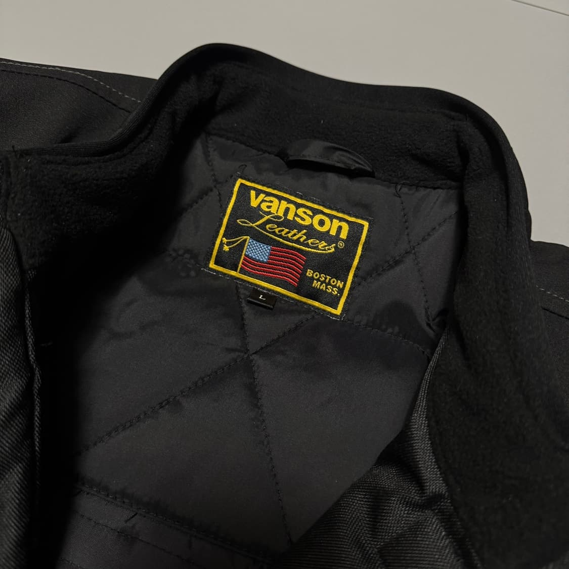 VANSON 블랙 패치로고 레더 스펠아웃 패치 바이커 자켓 상품이미지3