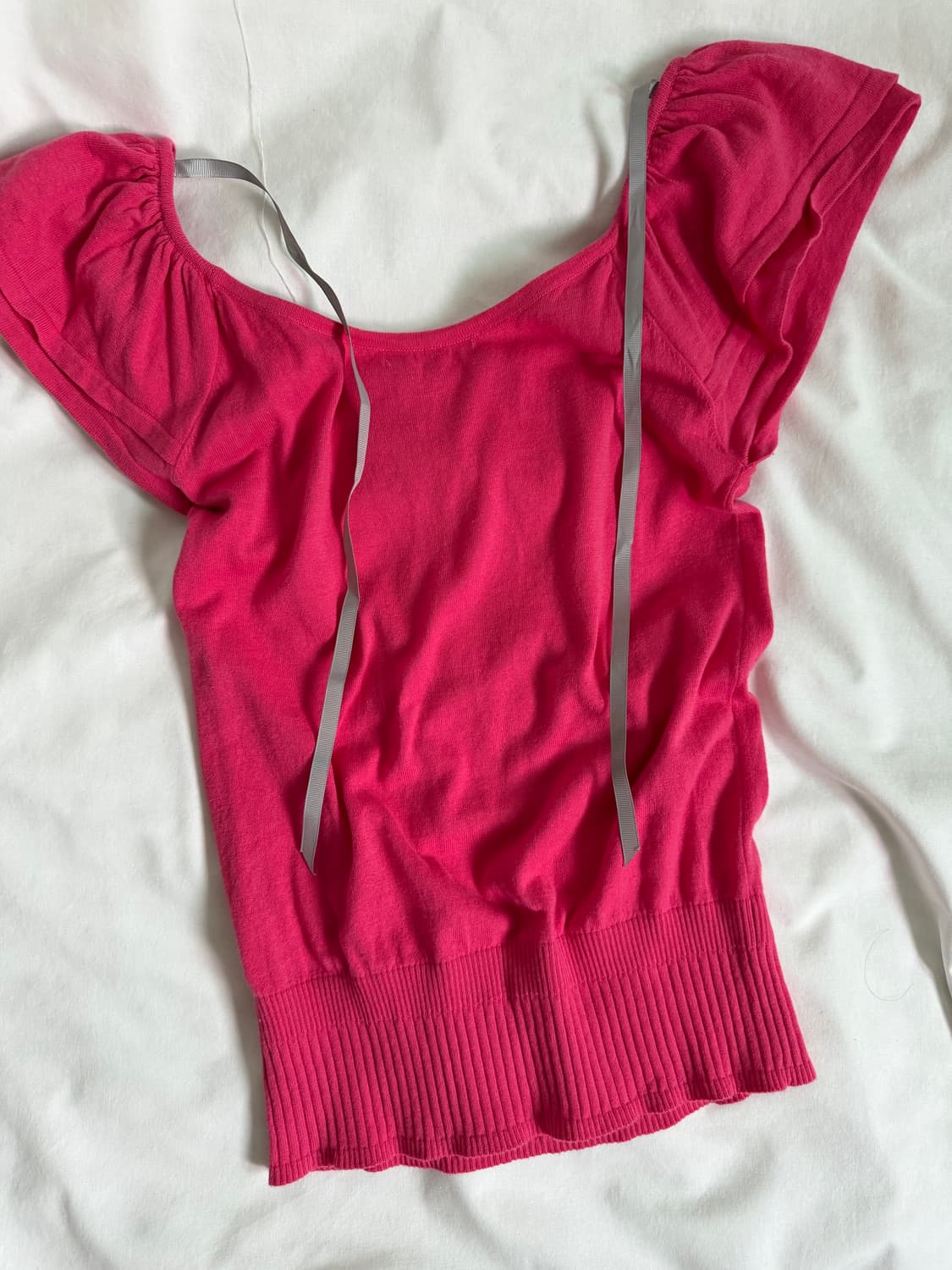 Ribbon ruffle knit top 상품이미지3