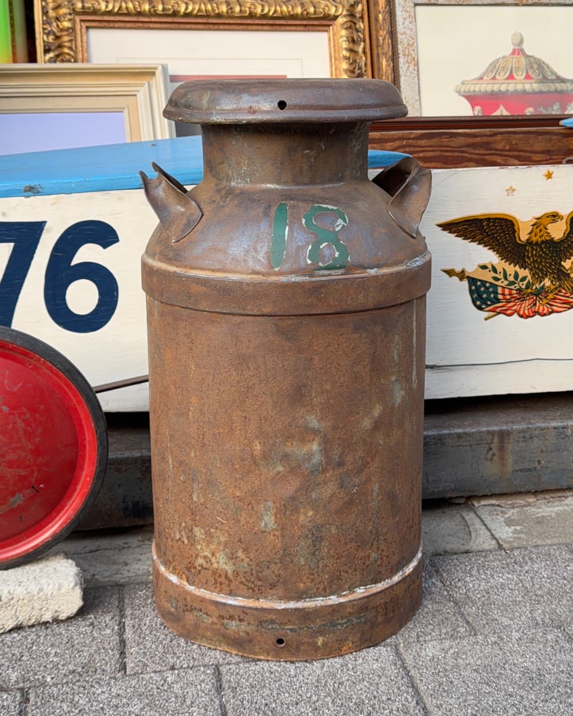 빈티지 소품 1900년 Milk Can Steel 저그 상품이미지2