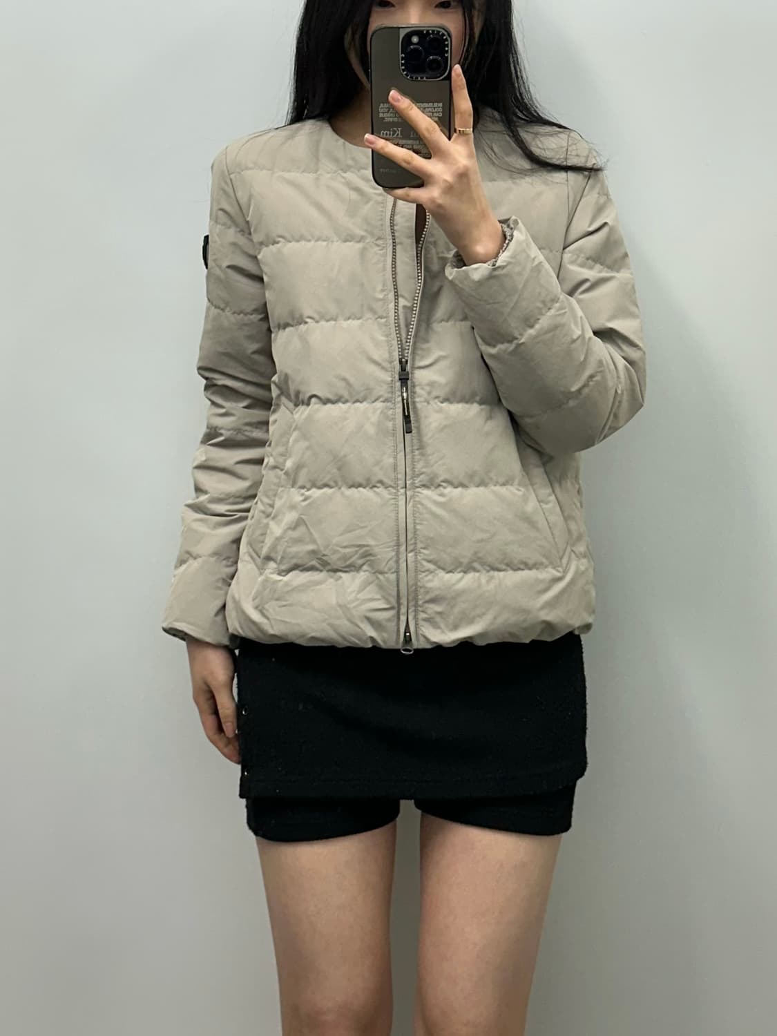 내셔널지오그래픽 와펜 베이지 경량 패딩 상품이미지1