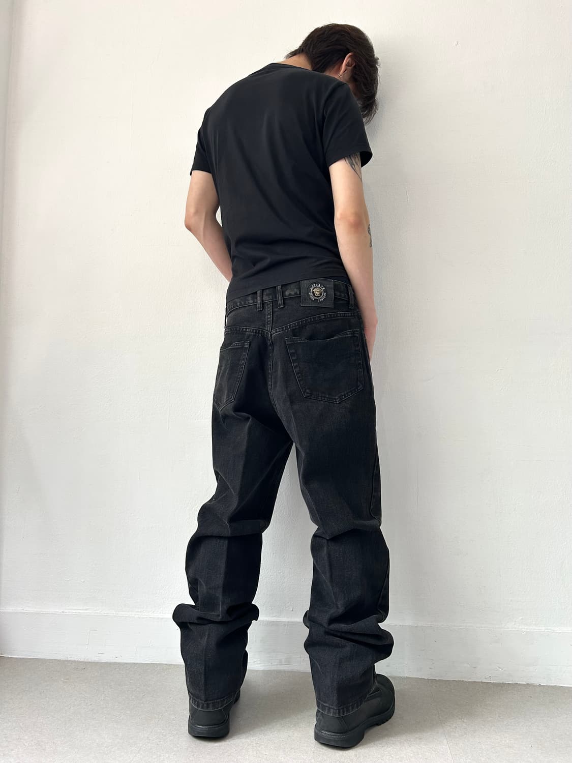 베르사체 2000s 블랙 와이드진 상품이미지1