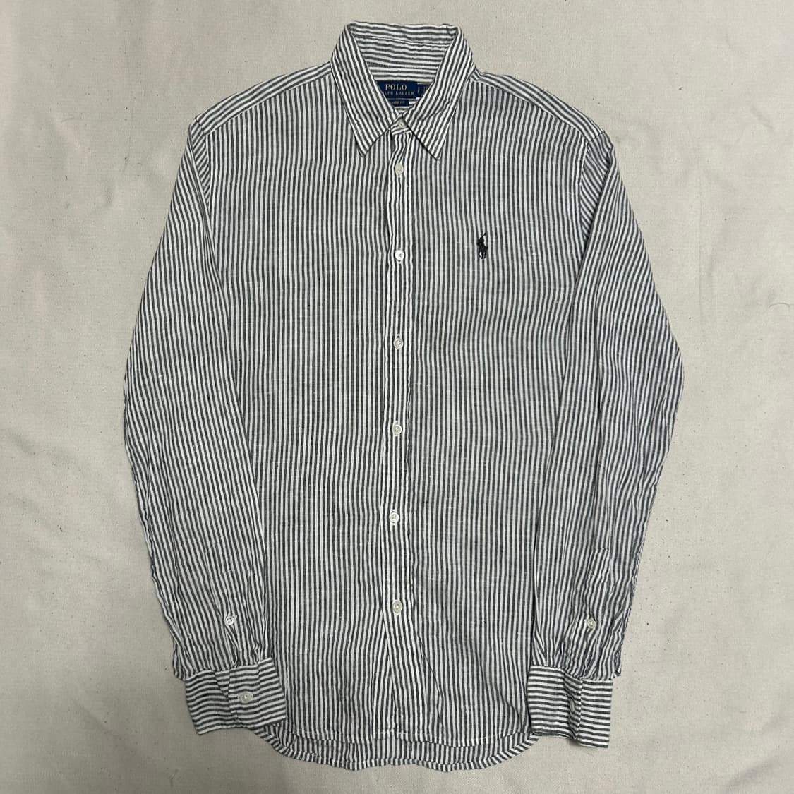 S 폴로랄프로렌 여성용 블랙 스트라이프 린넨 셔츠  상품이미지2