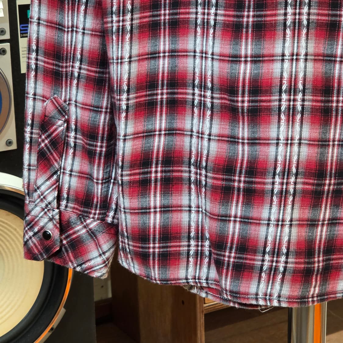 JPN  벨티드 포켓 레드 체크셔츠 상품이미지8