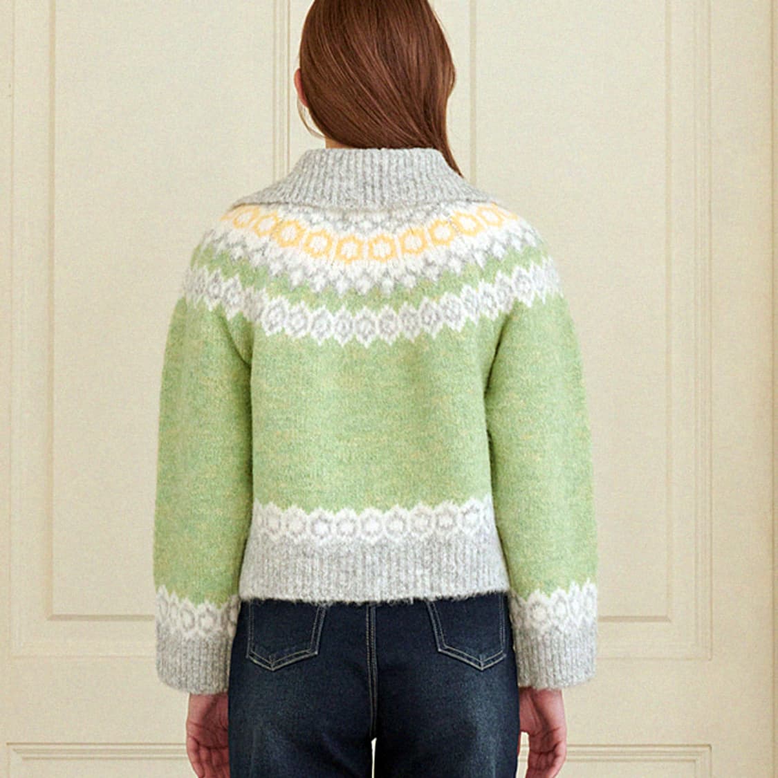 미케네(MICANE) 밀키 울헤어 니트집업가디건 44-66 새상품 상품이미지3