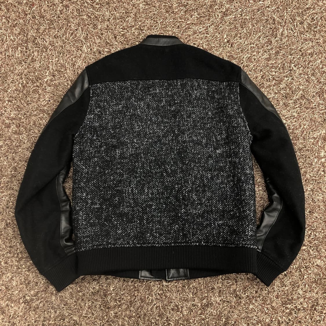 바쏘옴므 양가죽 울 니트 도킹 레더 가죽 자켓 상품이미지4