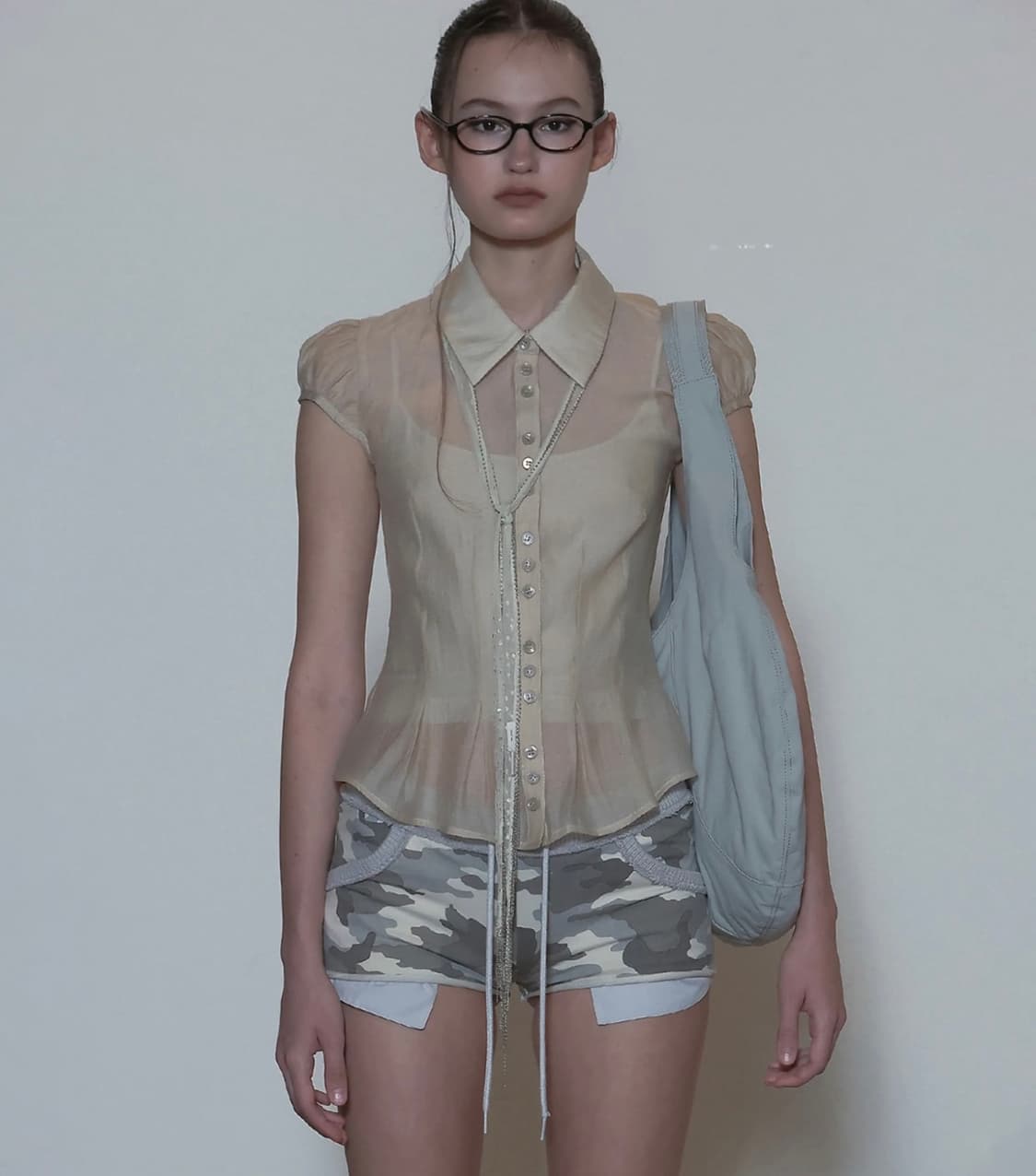 스컬프터 sheer pleated 블라우스 상품이미지1