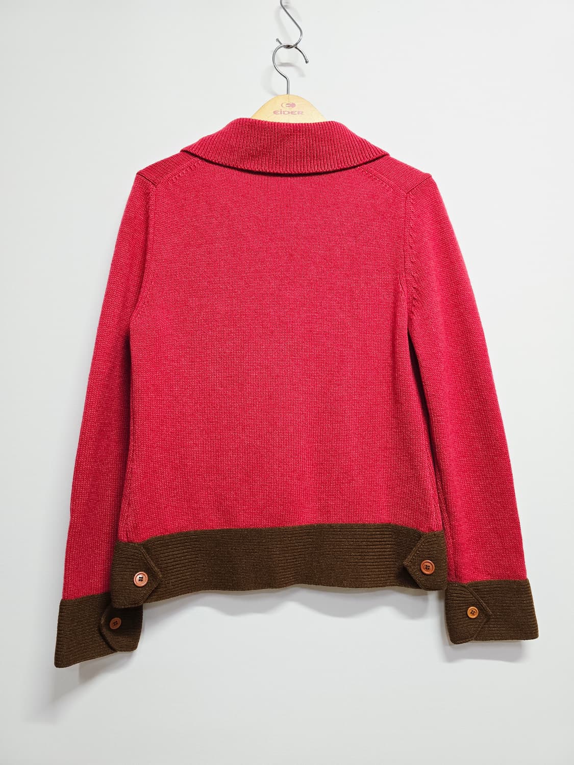 기비  레드 배색 여성 가디건 상품이미지5