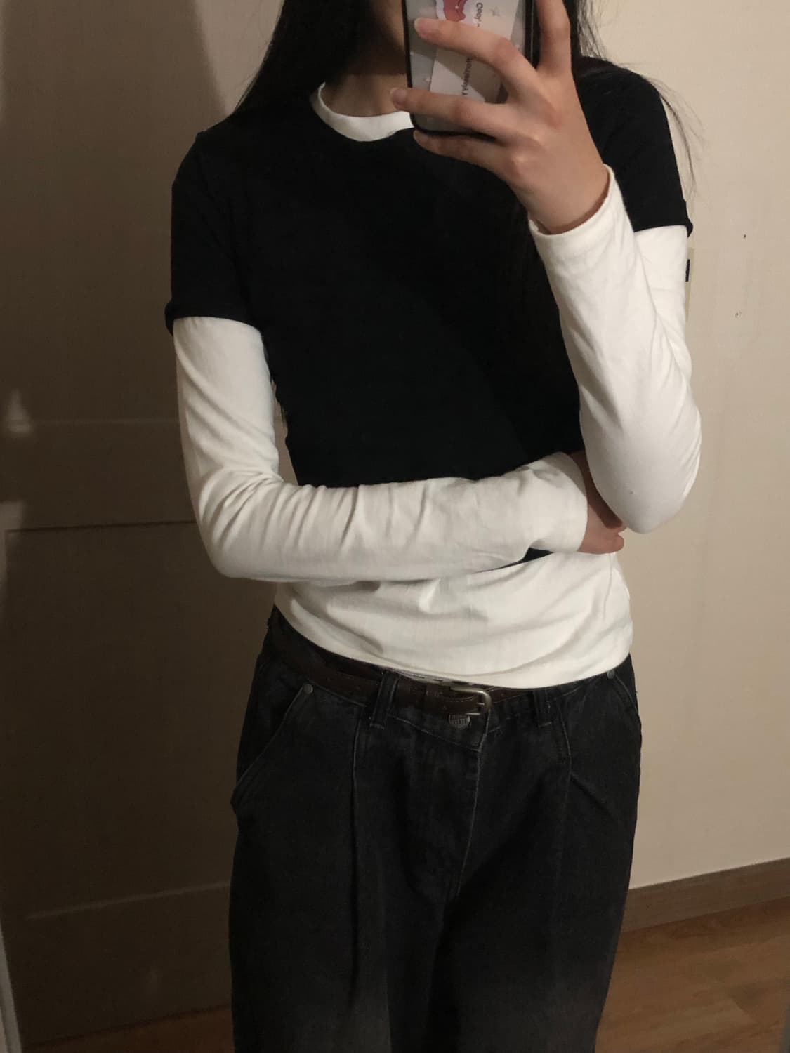 자라 크롭 면 반팔티 블랙 상품이미지3