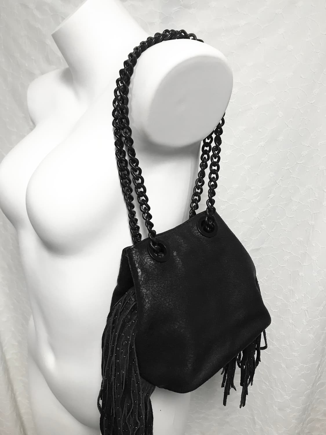 빈티지 스터드 체인 크랙 레더 투웨이 숄더백 가방 상품이미지2