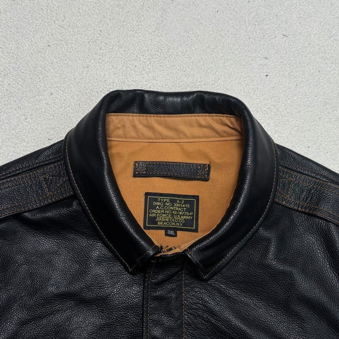 A2 밀리터리st 레더 자켓 블랙 3XL 상품이미지3