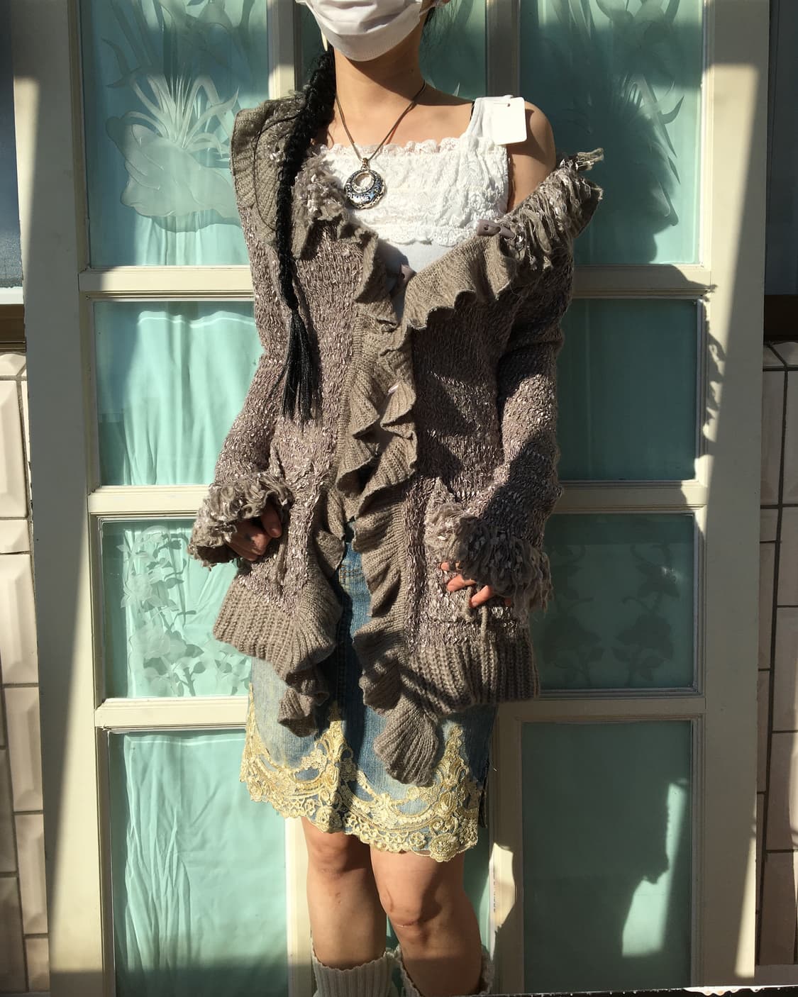 Ruffle point knit cardigan 상품이미지1