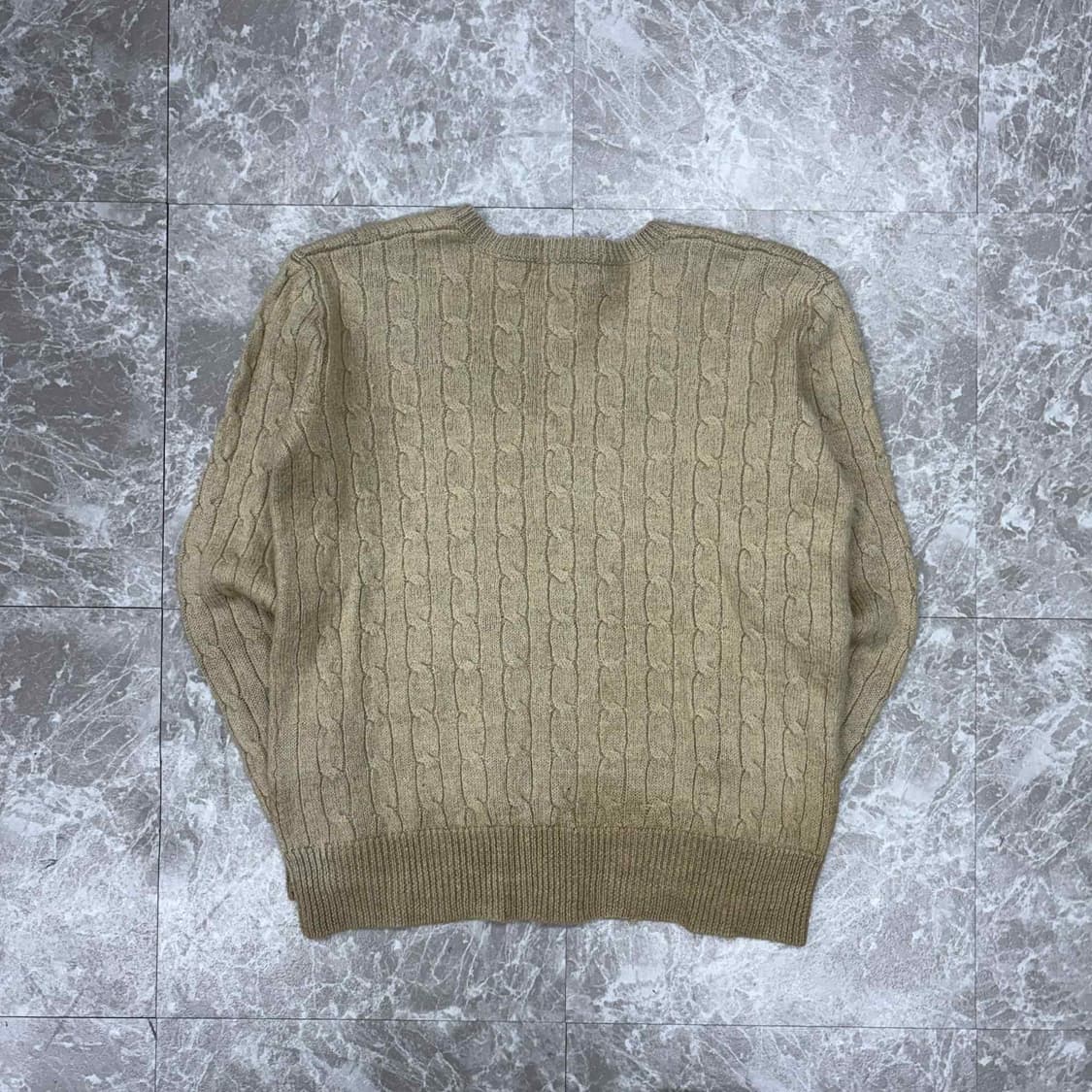 폴로 랄프로렌 핀터깔 베이지 걸즈 브이넥 울 니트(S) 상품이미지3