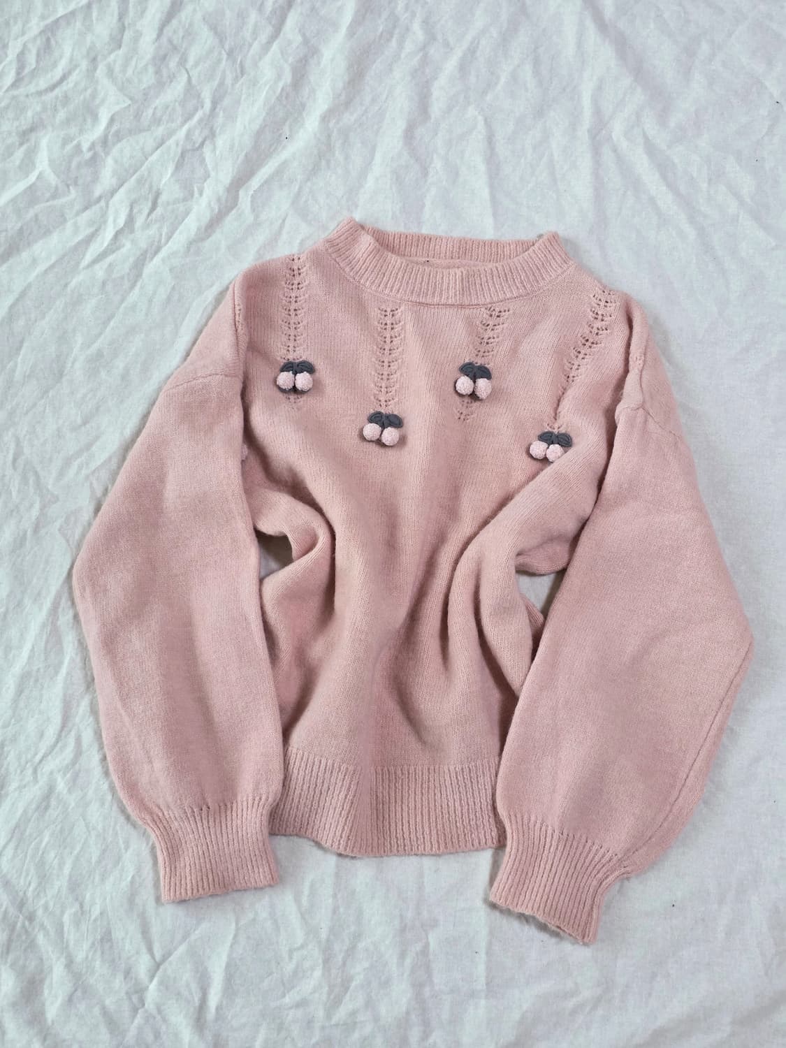 모리걸 폼폼 체리 빈티지 니트 상품이미지2