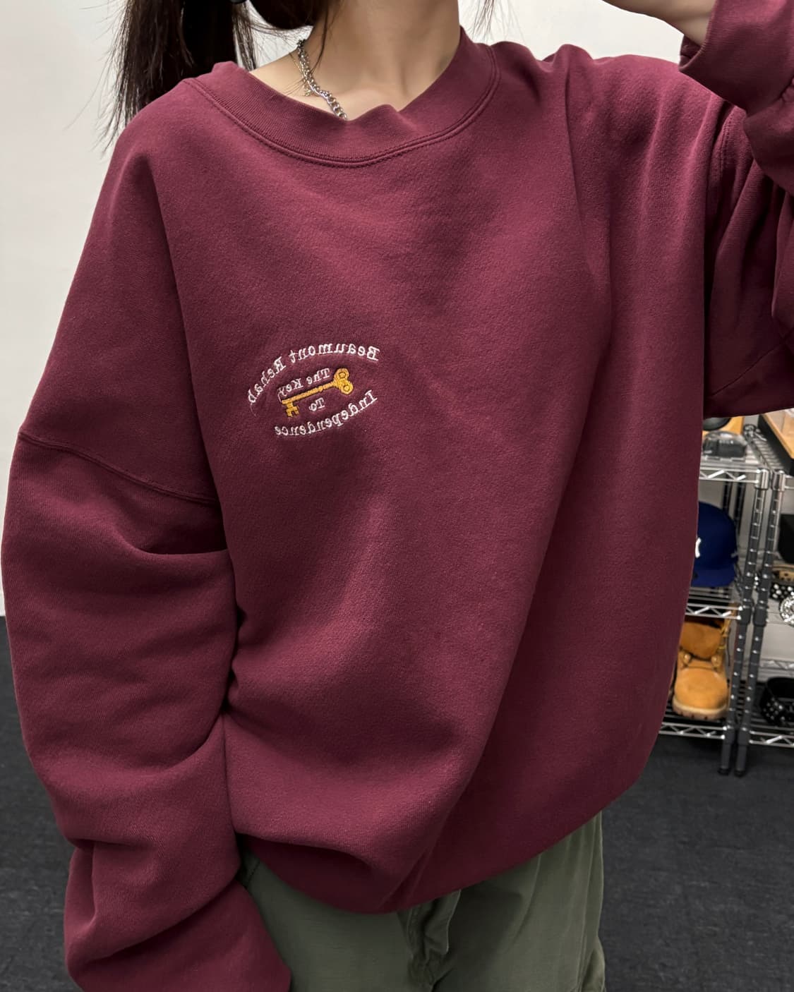 리 90s 아메리칸 오버사이즈 버건디 맨투맨 상품이미지2