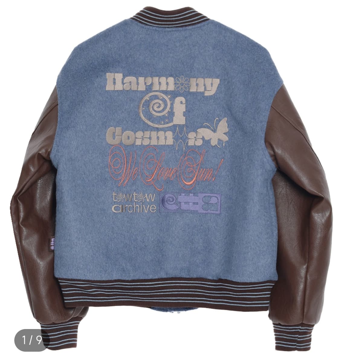 새상품급 토우토우 아카이브 바시티자켓 블루&월넛 상품이미지2