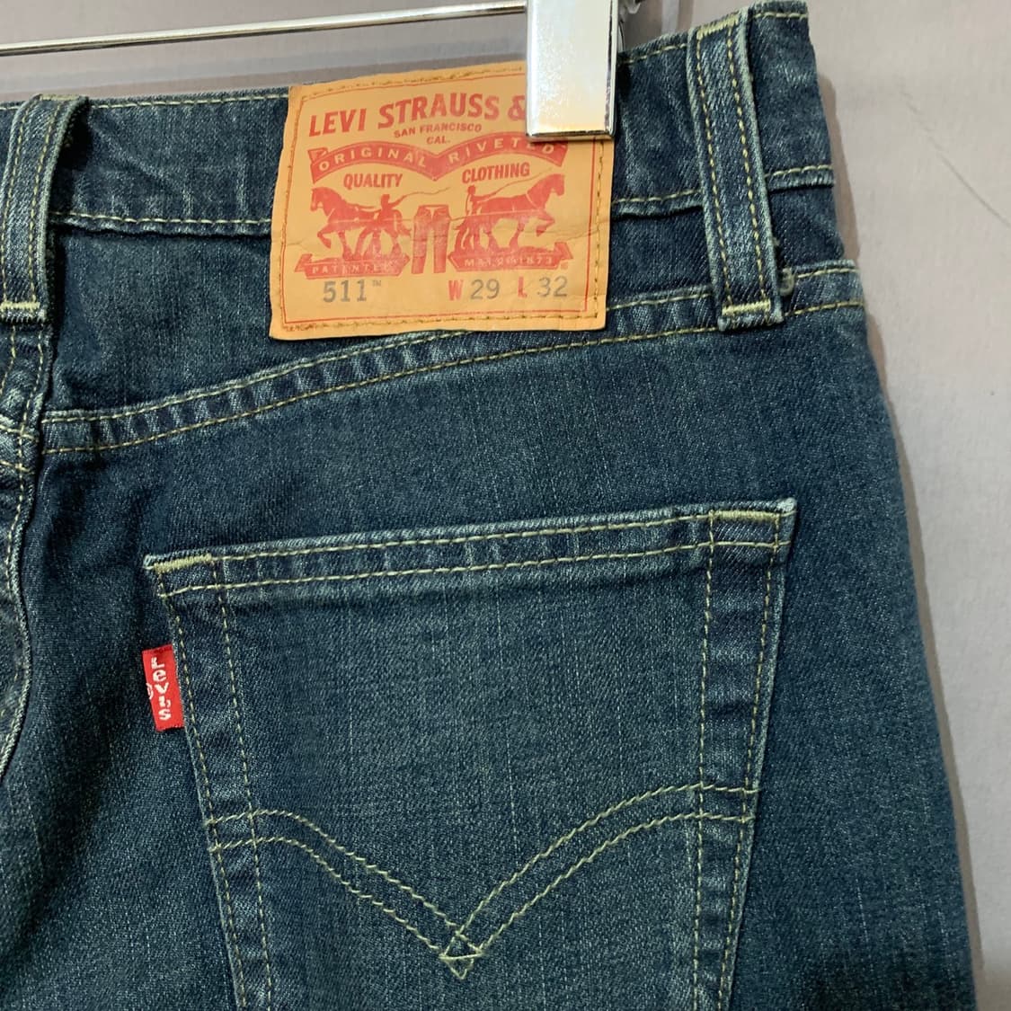 29인치 리바이스 511  워싱 스판 진청 데님 청바지 상품이미지3