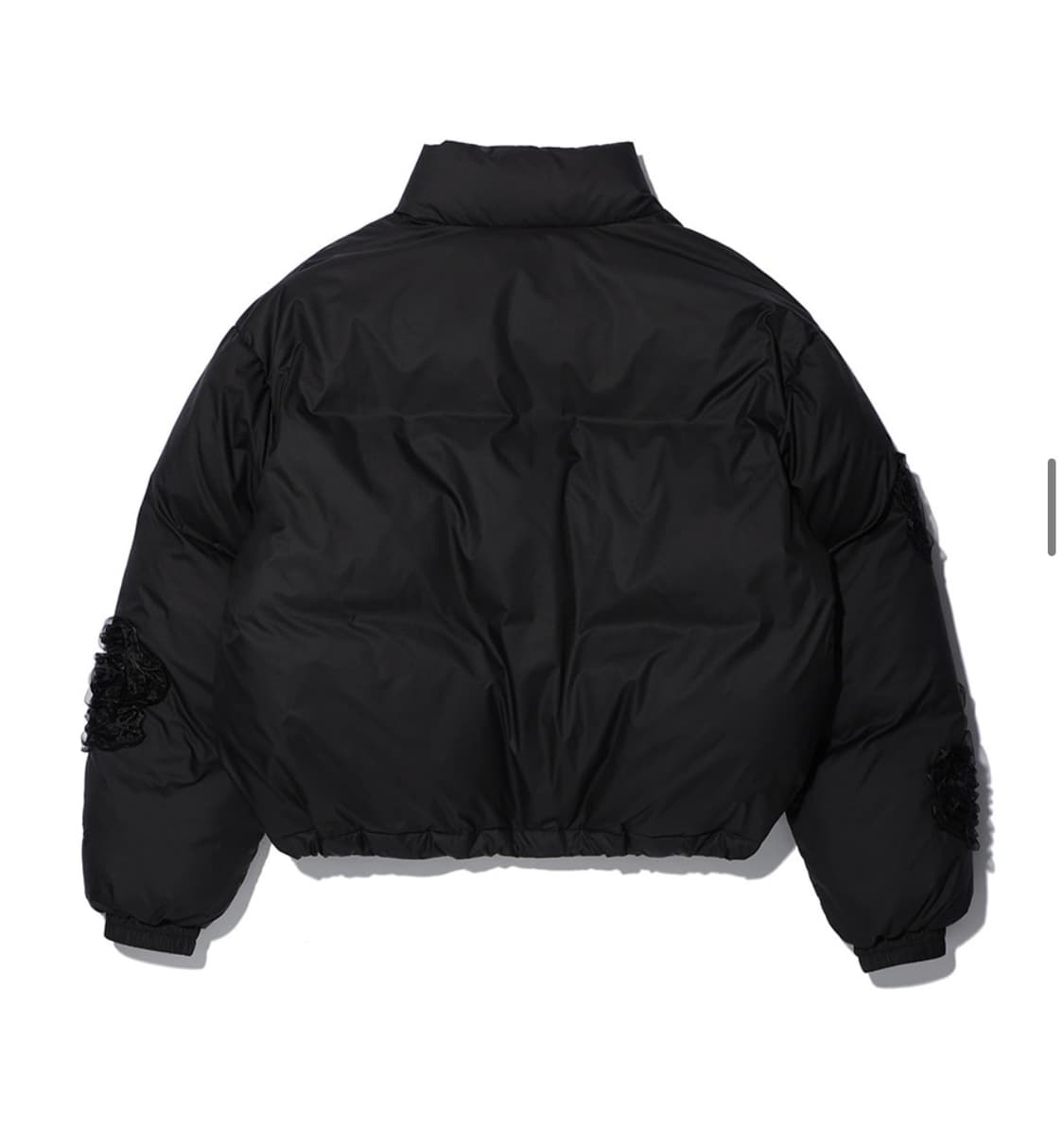 유희 플라워 자수 푸퍼 자켓 블랙 코사지 패딩 아우터 상품이미지2