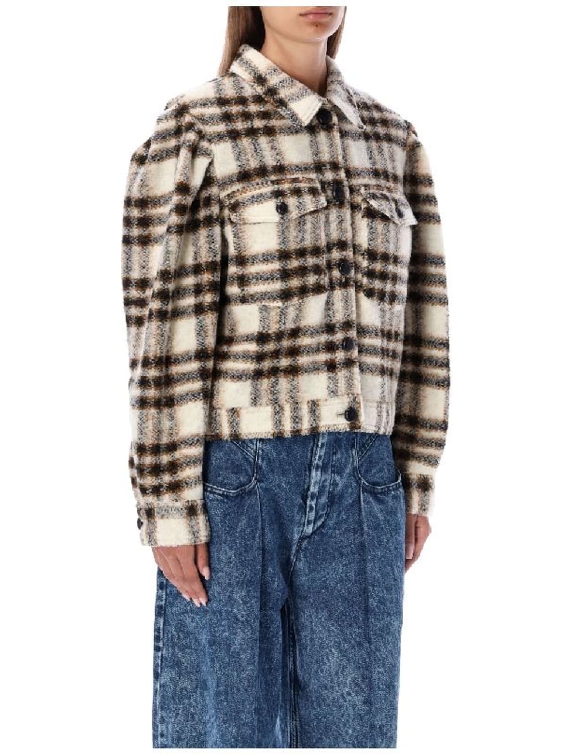 36) 새상품 22FW 이자벨마랑 에투왈 체크 패턴 울 자켓 상품이미지7