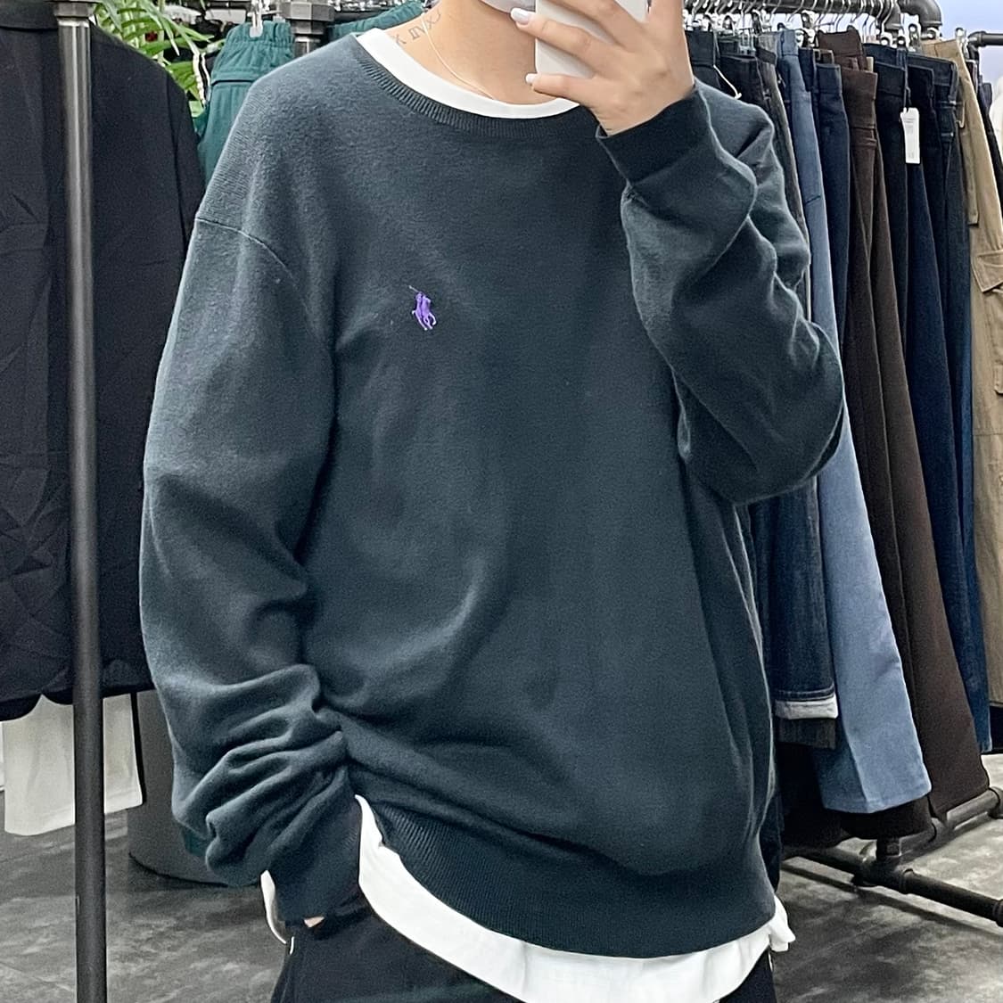 폴로 블랙 라운드넥 니트 상품이미지1