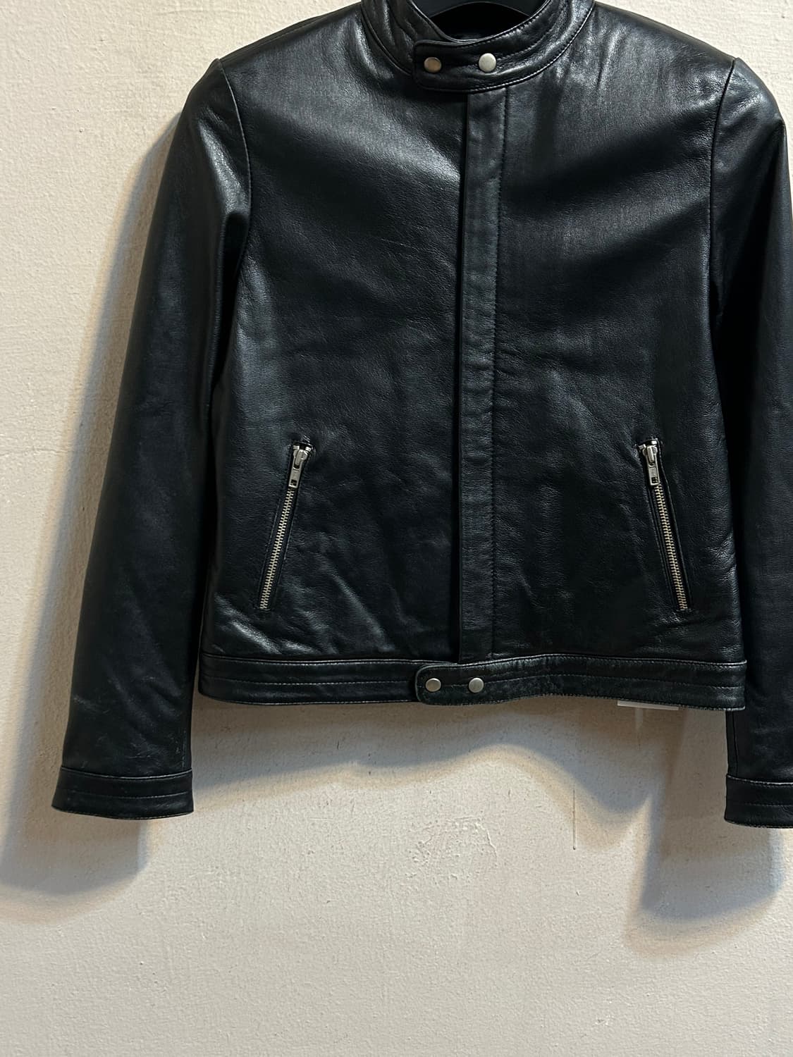 유즈드 블랙 레더 집업 자켓 상품이미지3