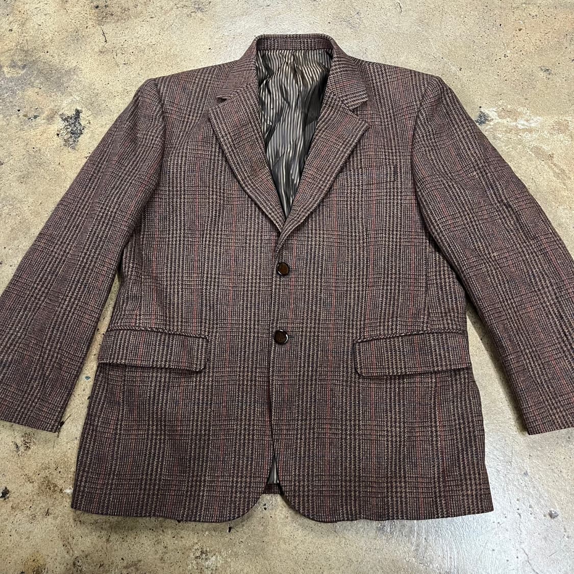 [정품/90] 발망 브라운 체크 패턴 자켓 b8 상품이미지3