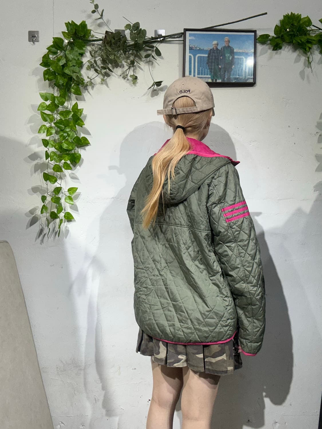 아디다스 네온 차콜 핑크 후드 바람막이 자켓 L 상품이미지3