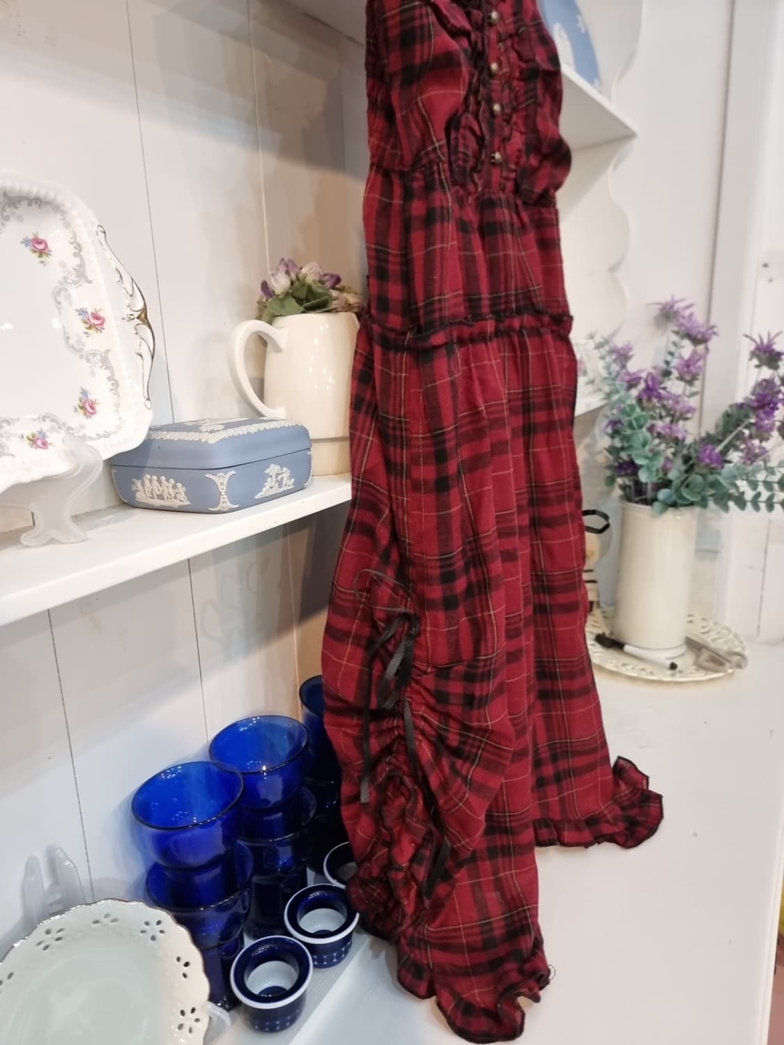 axes femme 레드 체크 프릴 슬립 원피스 상품이미지7