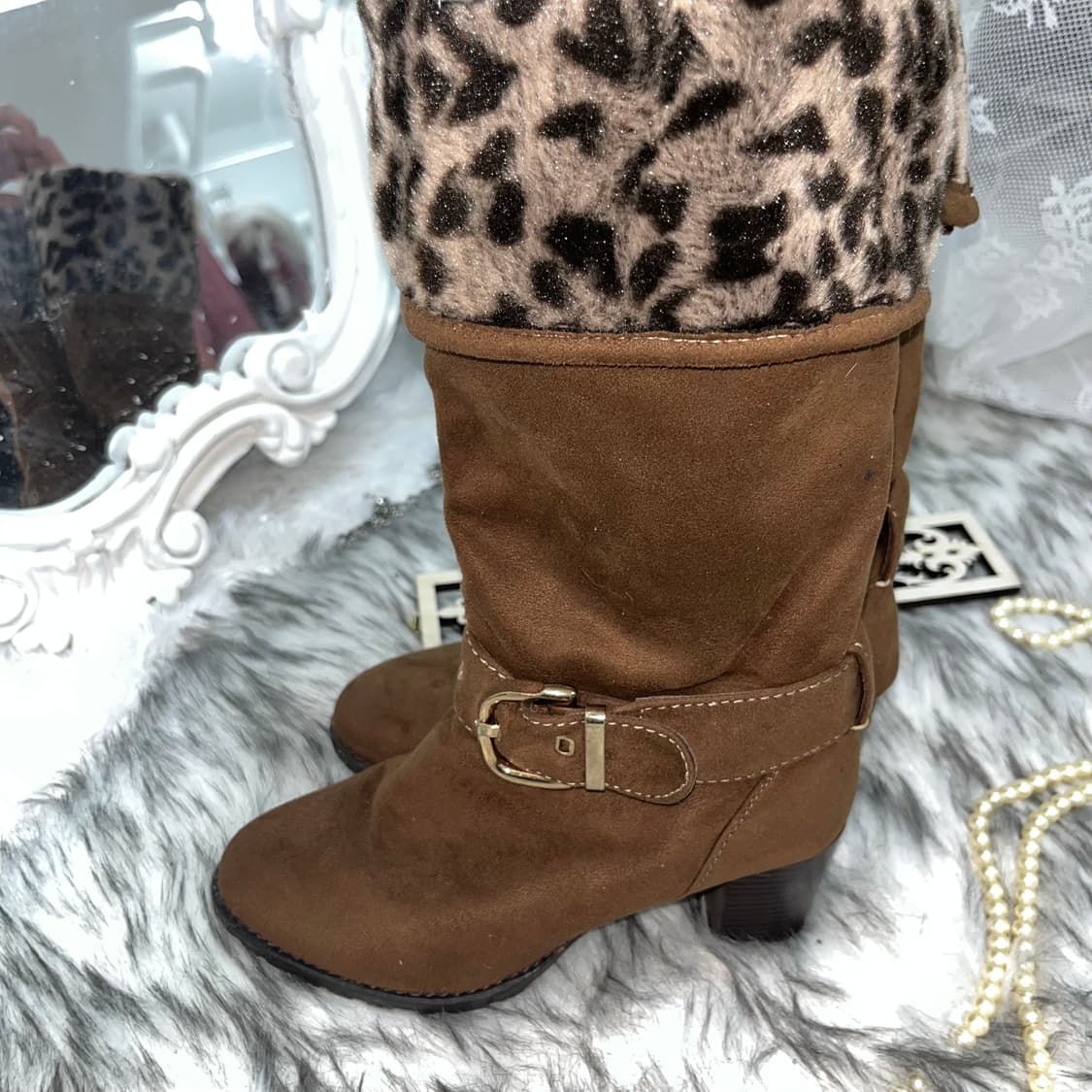 레오파드 버클 브라운 부츠 상품이미지3