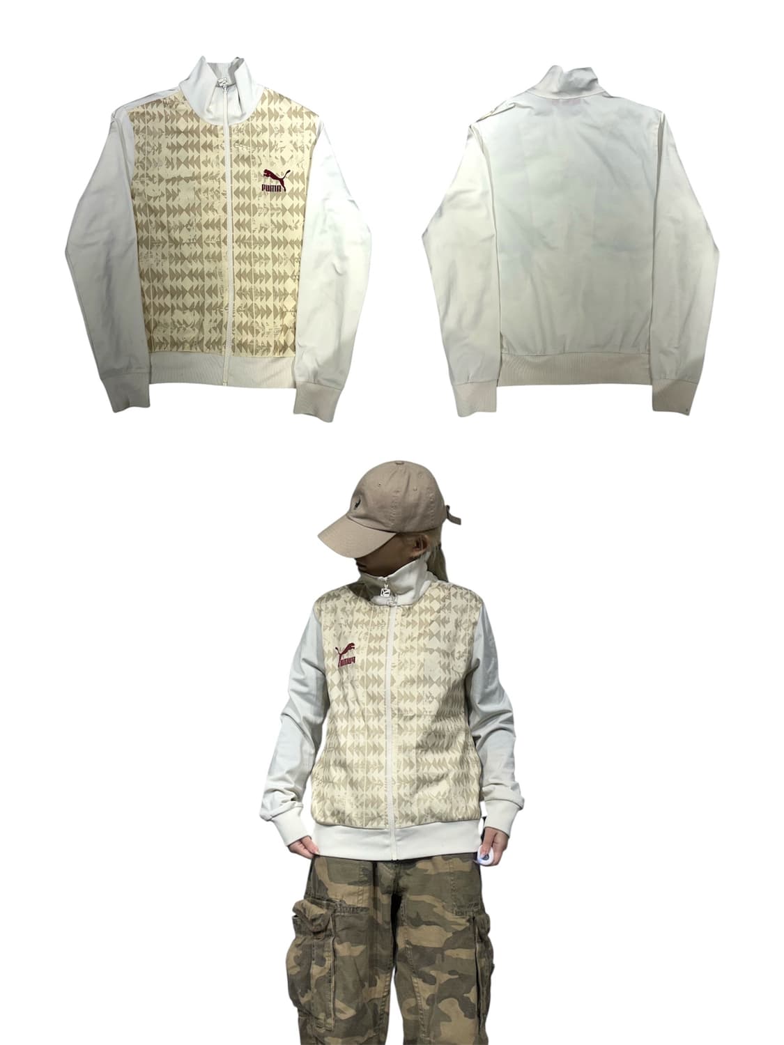 푸마 아이보리 패턴 트랙탑 져지 M 상품이미지1