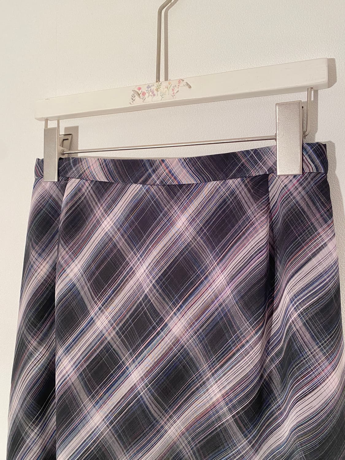 Vintage Navy Diagonal Check Long Skirt 상품이미지3