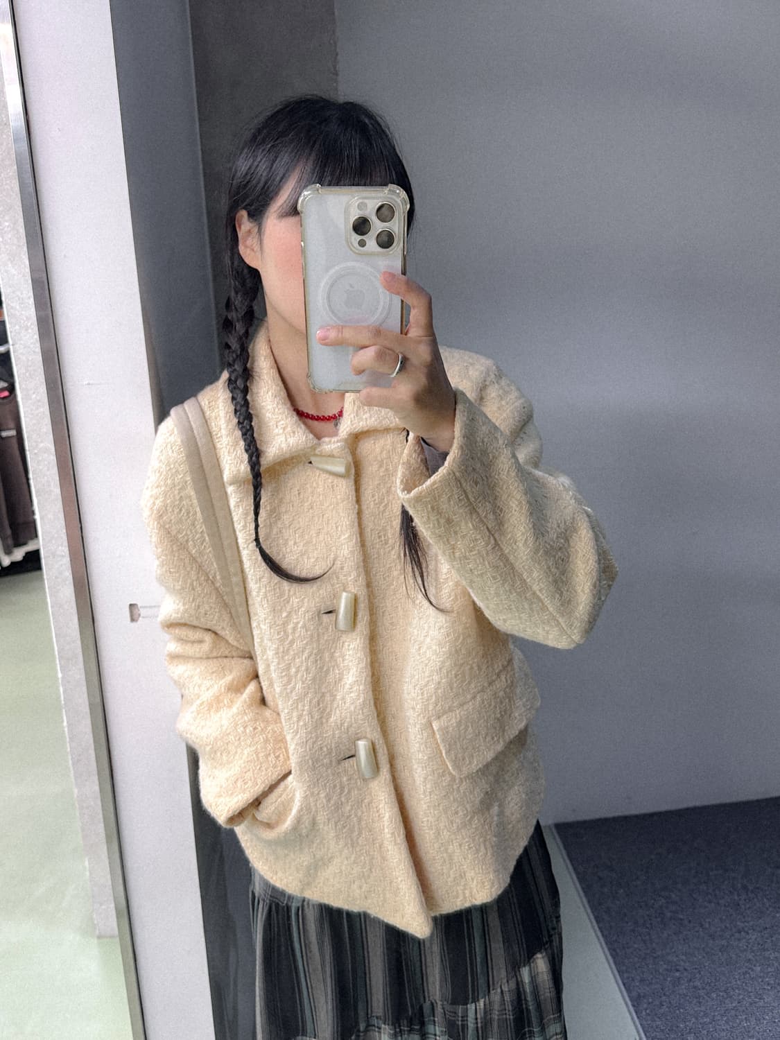 cream tweed half coat 상품이미지1