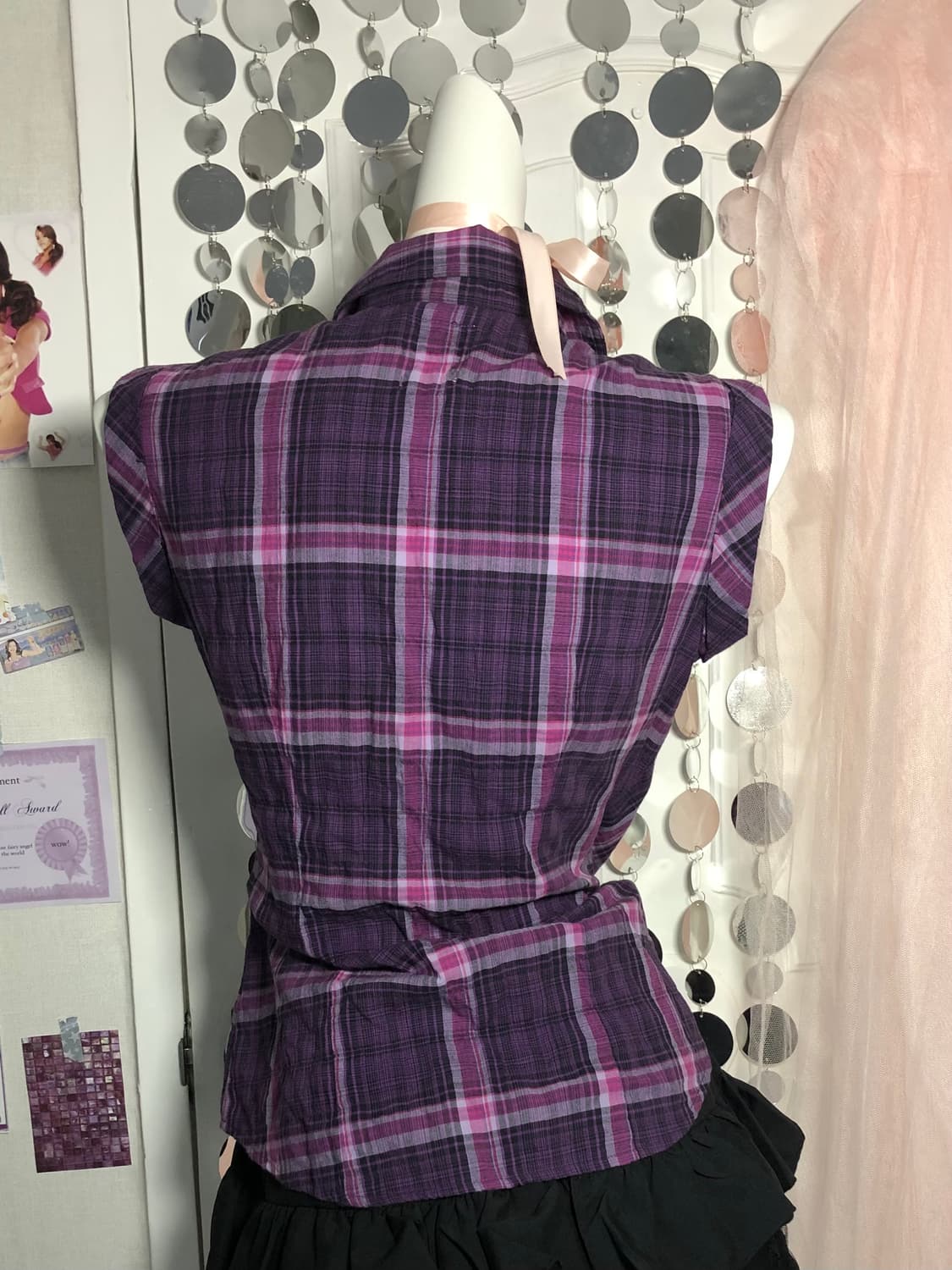 Lee purple check top 상품이미지2