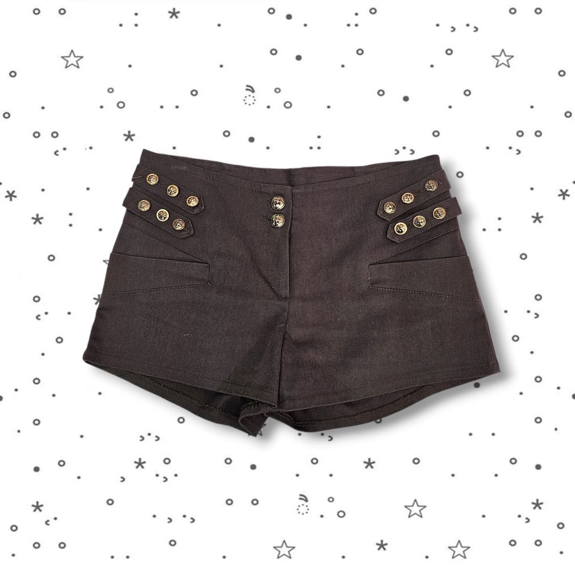  BASQUIAT 금장 버튼 브라운 숏팬츠 상품이미지1