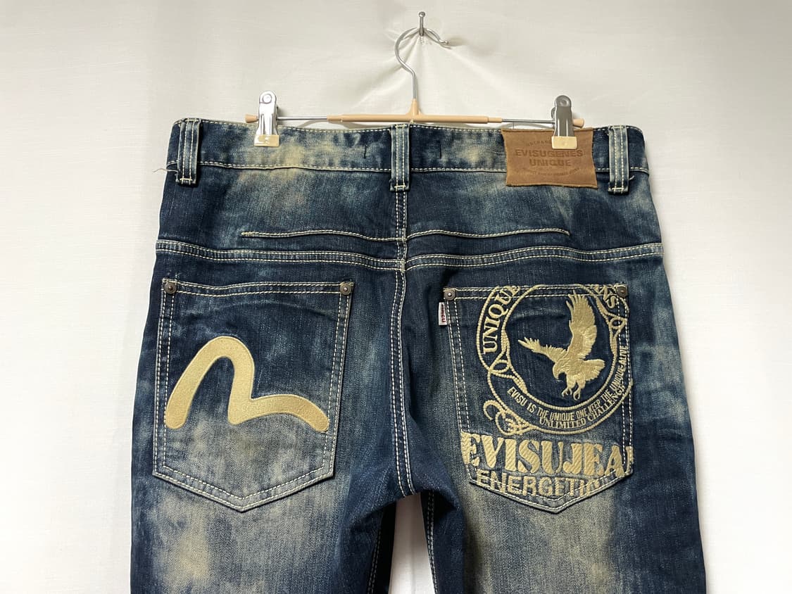EVISU 에비수 독수리 자수 록 펑크 워싱 데님팬츠 34 상품이미지5