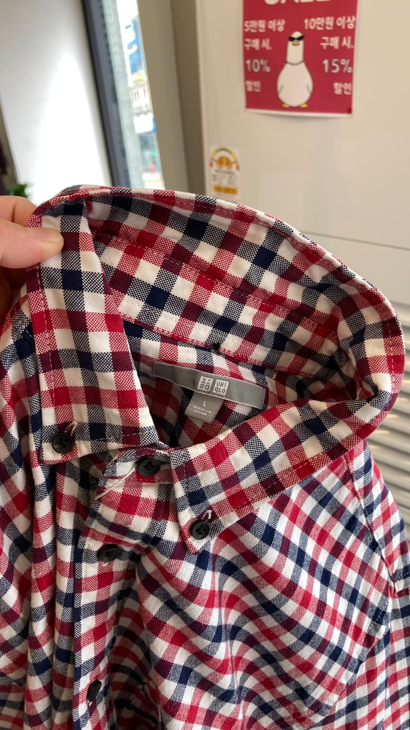 유니클로 면 체크남방 셔츠 L(100) Uniqlo Shirts 상품이미지4