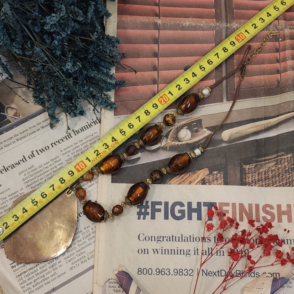 90s 프랑스 빈티지 오리엔탈 브라운 비즈 목걸이 빈티지 목걸이 상품이미지7