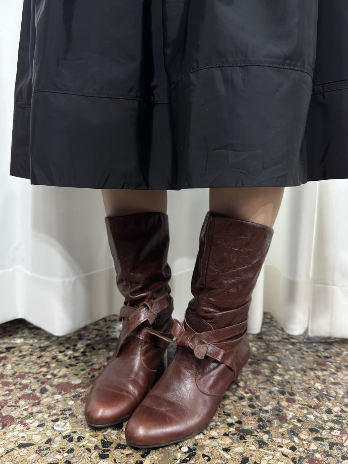 brown buckle leather boots 상품이미지10